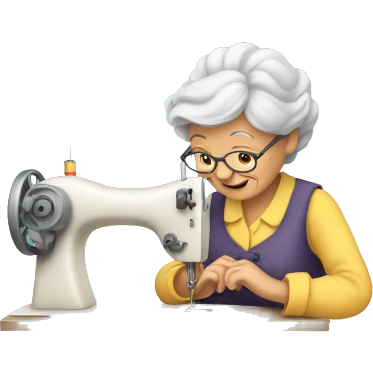 Old lady at sewing machine emoji