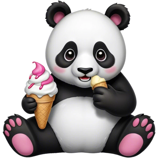 Panda eating ice cream emoji