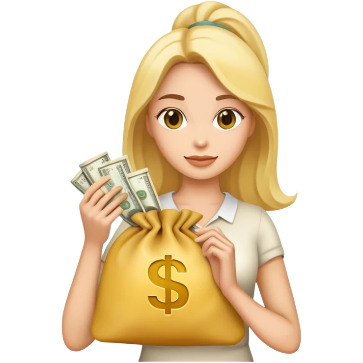 yellow woman holding money bags emoji