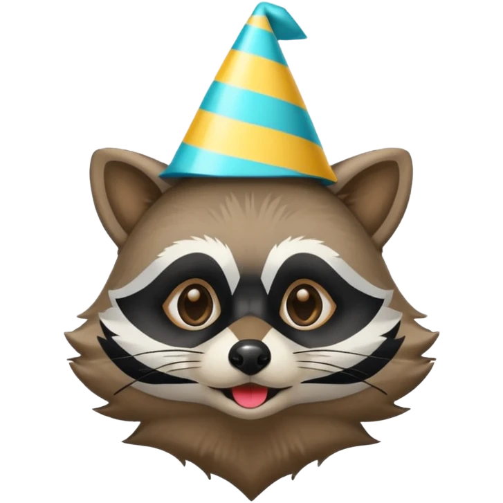 Raccoon wearing a party hat emoji