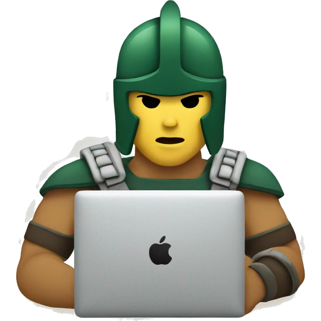 spartan with macbook emoji