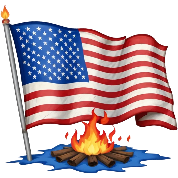 Burning american flag on floor emoji