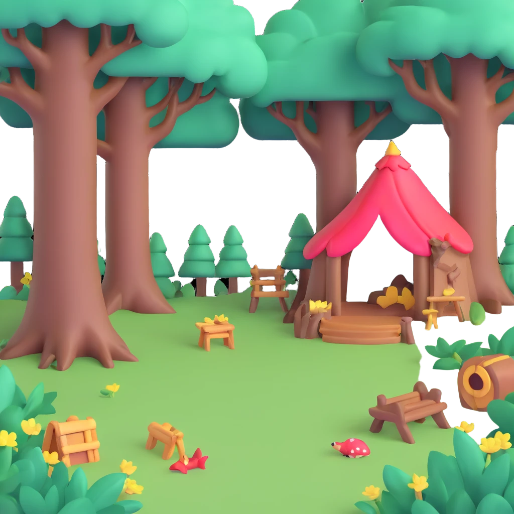 enchanted forest scene with glowing plants and whimsical trees emoji
