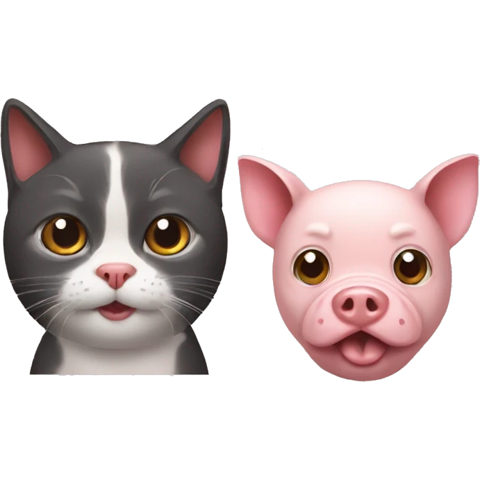A cat whit a dog and a pig  emoji
