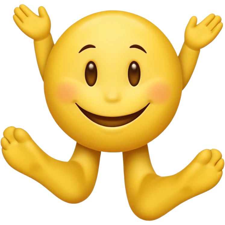 A smiley face between two legs looking up emoji