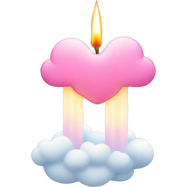 candle in a cloud with pink hearts emoji