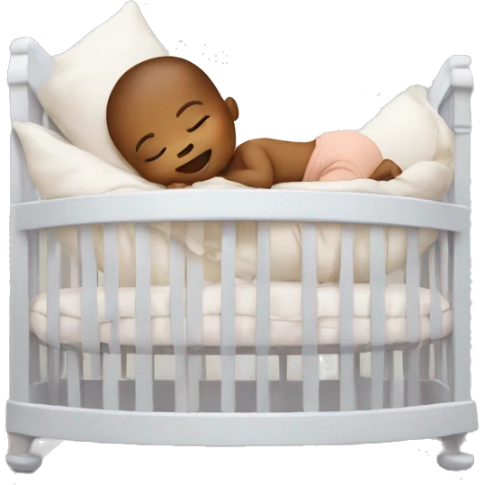 Baby sleeping in a giant crib emoji