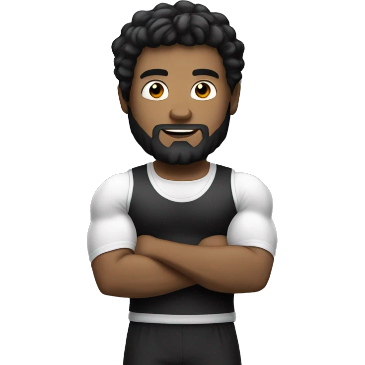 White Man with black hair holding a Dumbell emoji