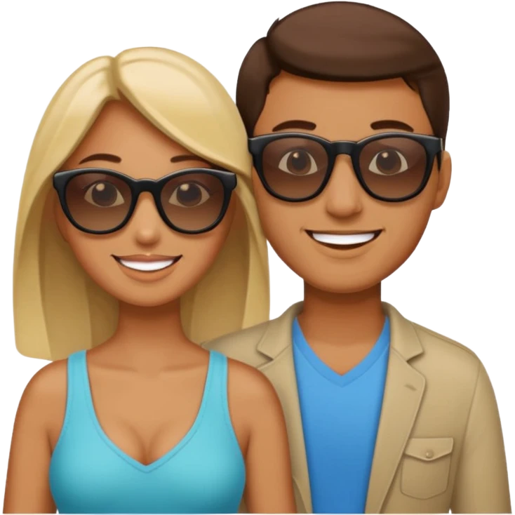 happy couple with sunglasses emoji