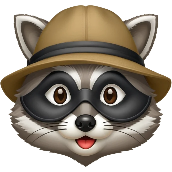 raccoon with mask and incognito hat emoji