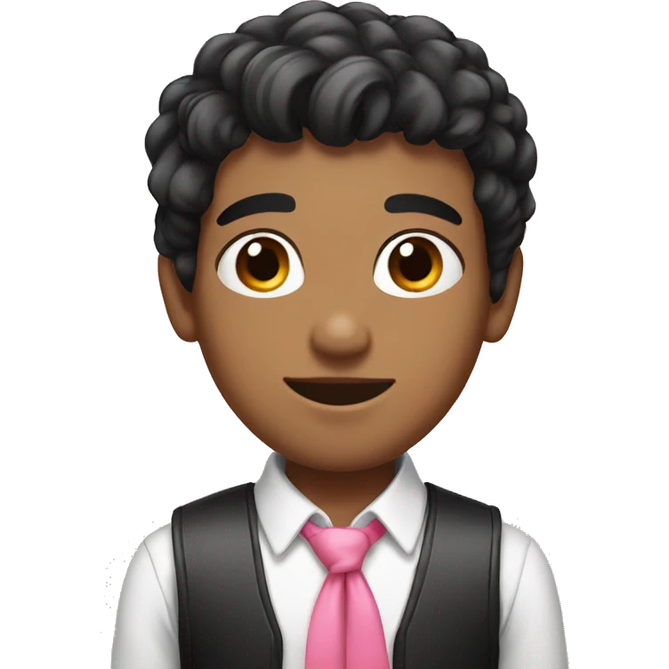 boy with black hair and pink bow on head emoji