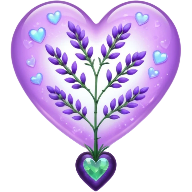 create a holographic lavender plant that wraps around a lavender colored heart emoji