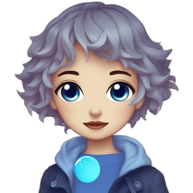 a blue anime girl with tears and eyes, in the style of sabattier filter, kawaii charm, pegi nicol macleod, glowing colors, candid, pixelated, emma ríos emoji