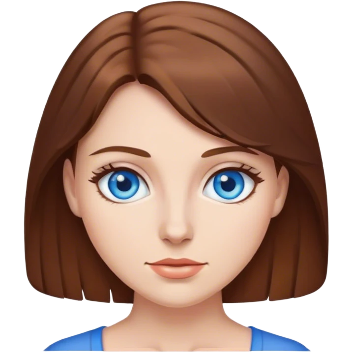 Brown hair  woman blue eyes emoji
