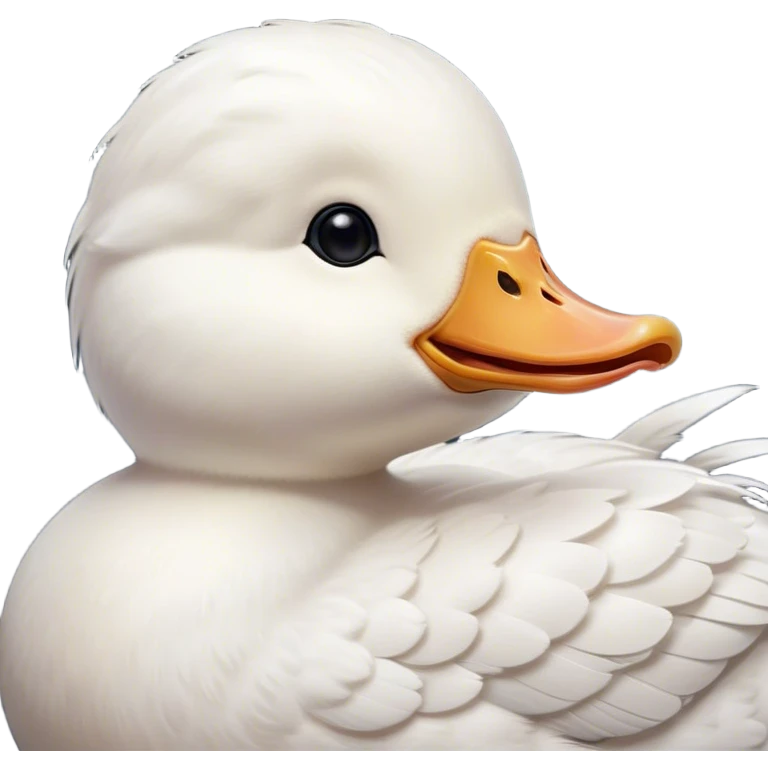 Cinematic Cute Yawning White Duck Portrait Emoji, Head tilted slightly with a dramatic, wide-open yawn, showcasing a soft, downy white plumage with gently drooping wings, round eyes barely open in drowsy contentment, Simplified yet irresistibly adorable features, highly detailed, glowing with a soft, cozy glow, high shine, relaxed yet expressive, stylized with a touch of whimsy, bright and endearing, soft glowing outline, capturing the essence of a sleepy yet affectionate duck, so drowsy it feels like it could float out of the screen and curl up for a nap! emoji