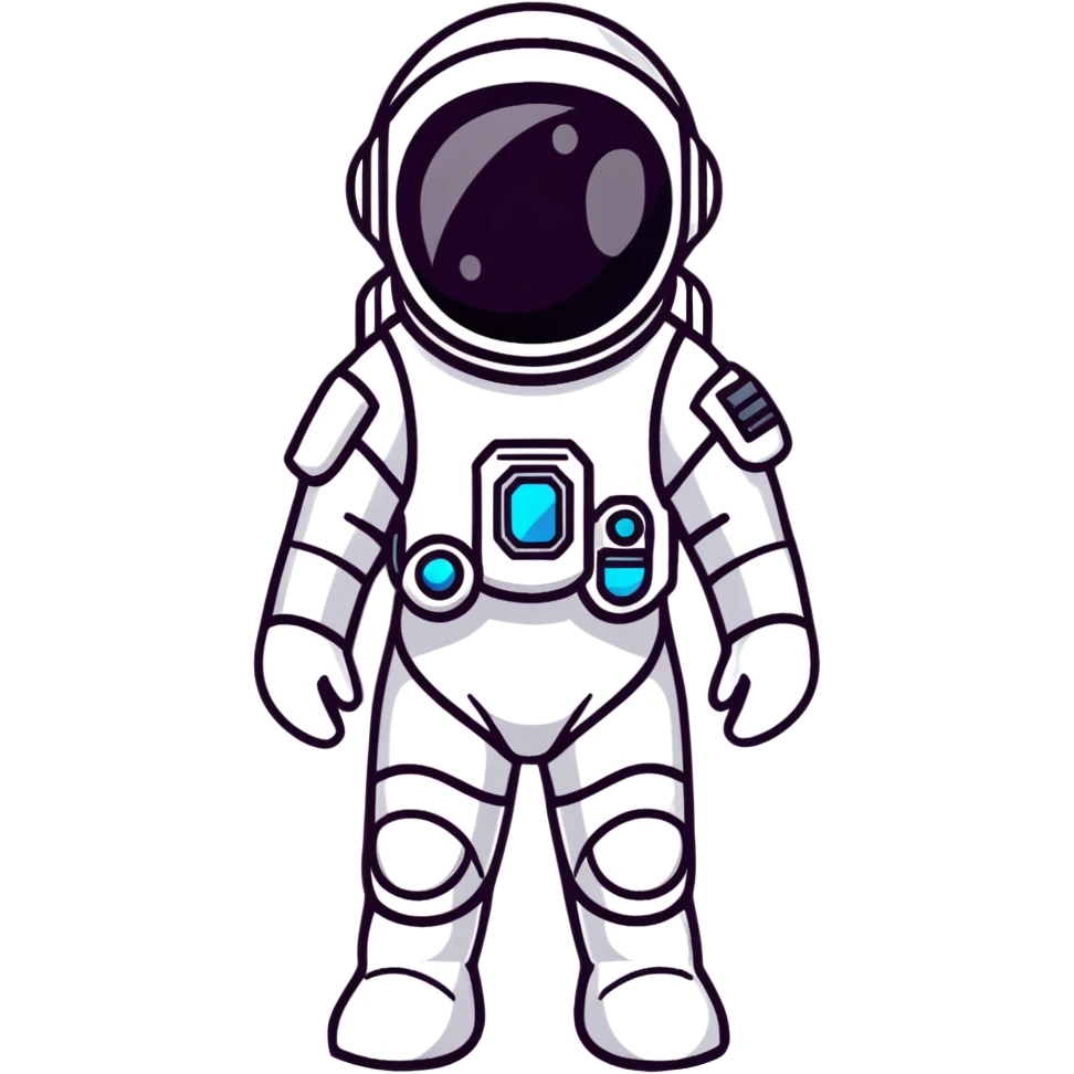 Futuristic female astronaut in a high-tech spacesuit, sleek helmet with reflective visor, detailed sci-fi armor, standing pose, science fiction aesthetic emoji
