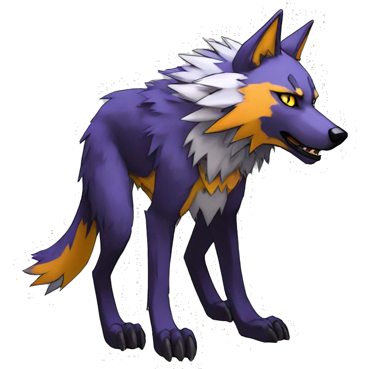 Edgy Colorful Digimon-Fakemon-Wolf with edgy markings full body emoji