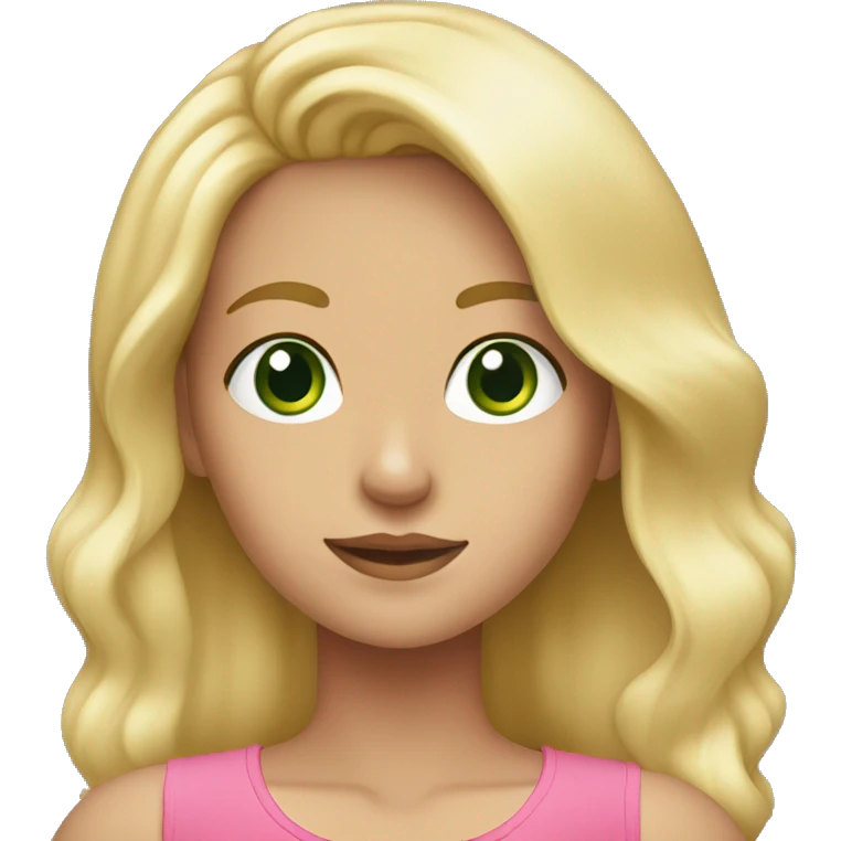 blonde girl with green eyes pink top  emoji