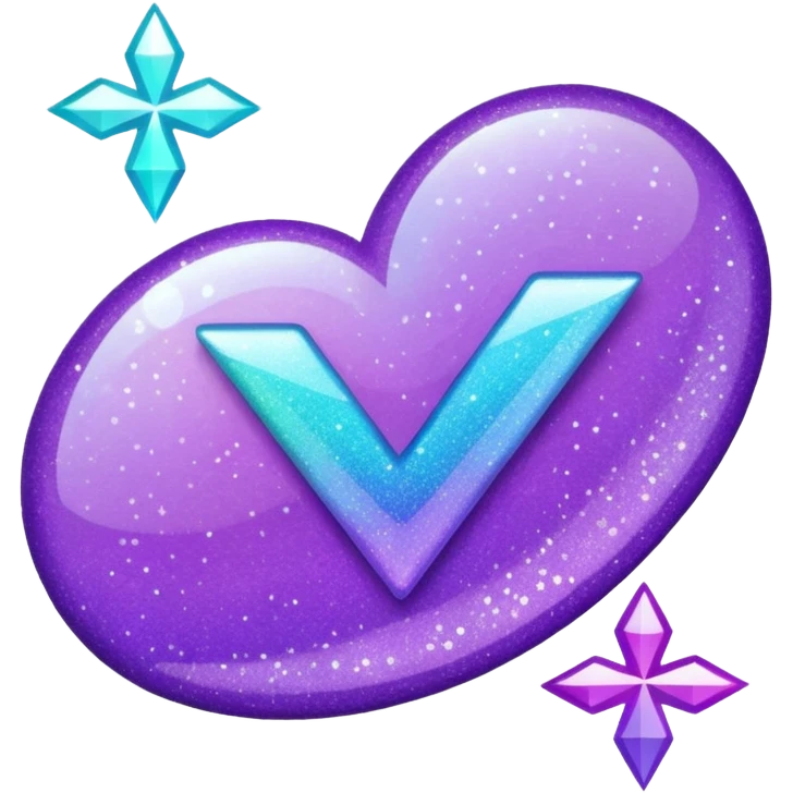 glitter purple and cian checkmark emoji