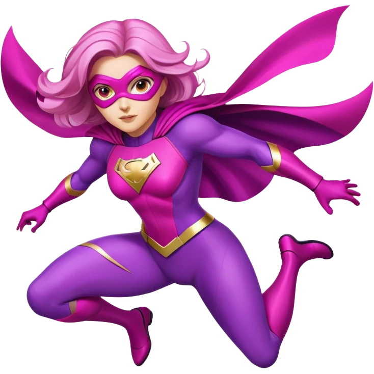 pink violet woman superhero flying emoji