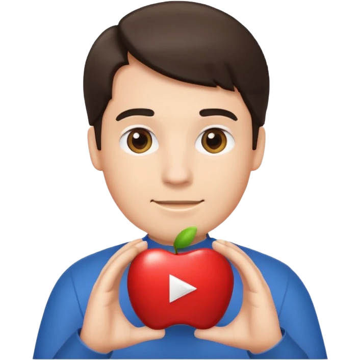 a man holding the YouTube logo, apple style emoji, simple and clear emoji