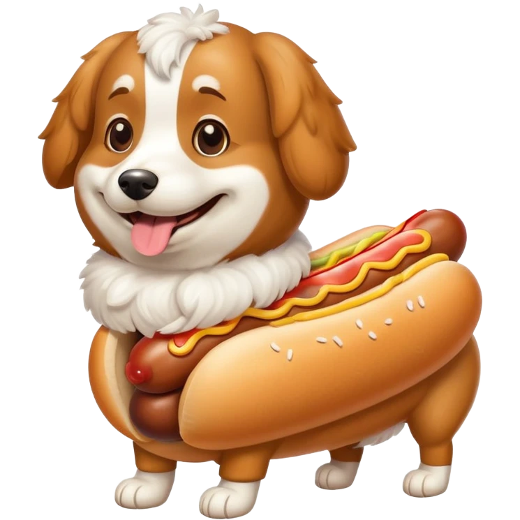 Un chien dans un hog dog emoji