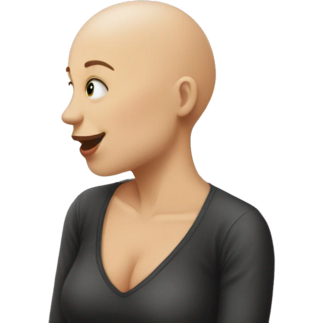 Bald man kissing brunette woman  emoji