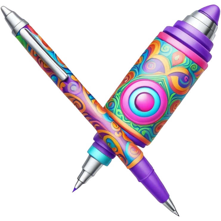 3D, psychedelic colored hippie style pen. Pen only  emoji