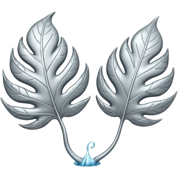 Falling 2 leaves made of silver  emoji