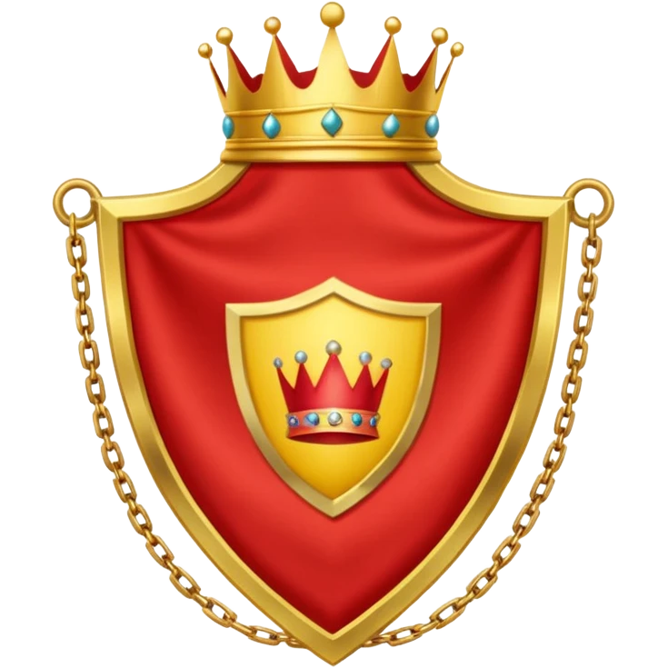 red flag with a crown on  a shield maked with a yellow chains emoji