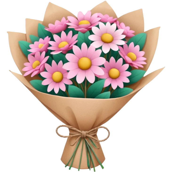 Pink Flower bouquet wrapped in kraft paper emoji