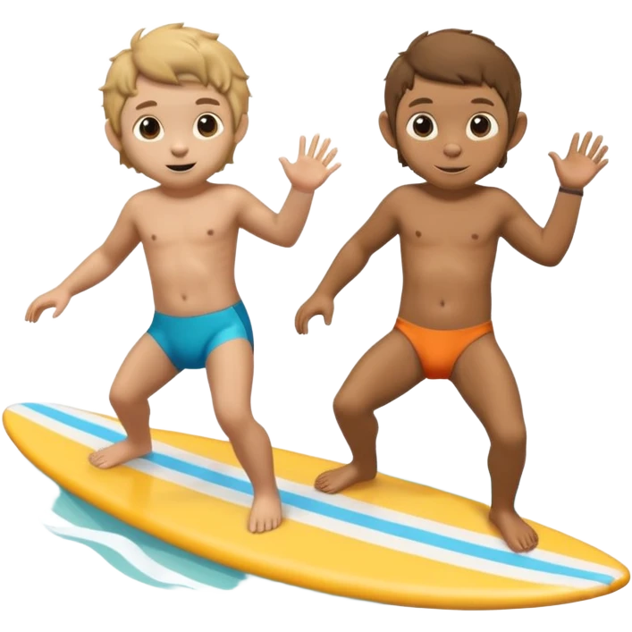 Little lamb and little monkey surfing emoji