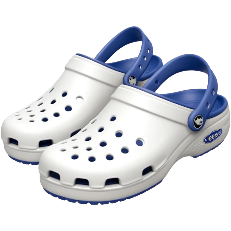 Pure white Crocs clogs, all-white straps and sole, no blue or other colors, matte white material, ventilation holes, dark background, realistic product photo, monoc emoji