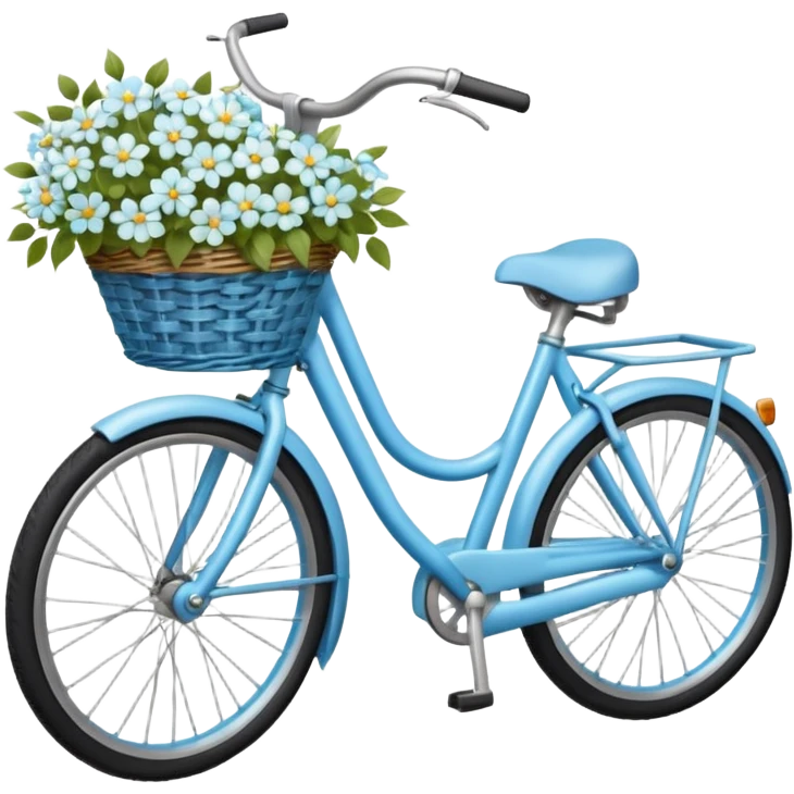 realistic light blue bicycle with basket of white  emoji