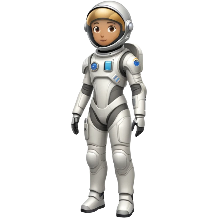 Futuristic astronaut in a high-tech spacesuit, sleek helmet with reflective visor, detailed sci-fi armor, standing pose, science fiction aesthetic emoji