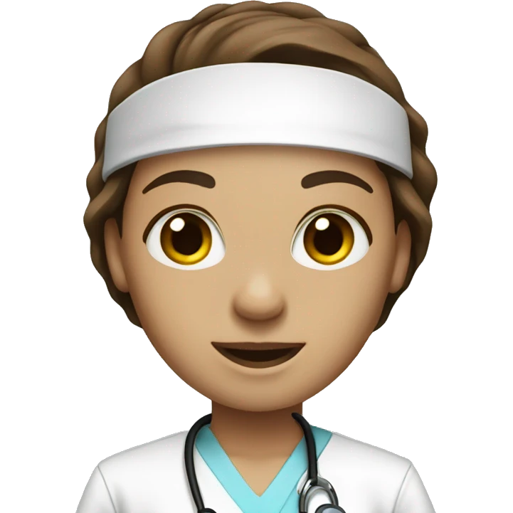 Nurse with brown hair and white scrub top emoji