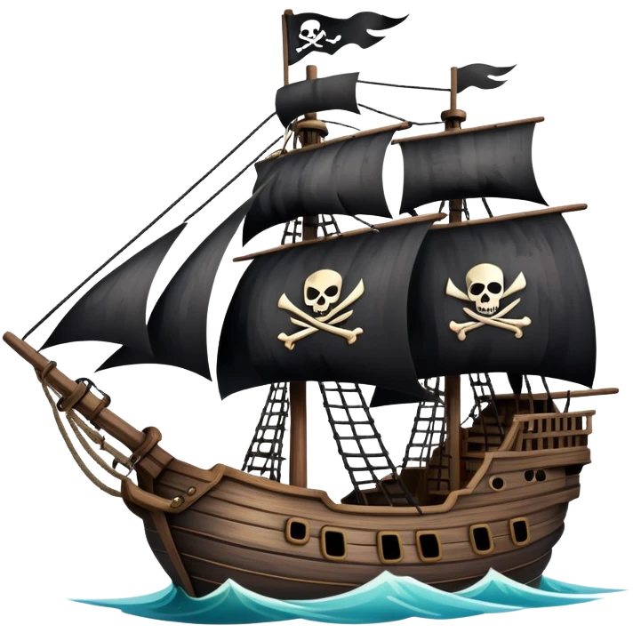 pirate ship with black flag emoji