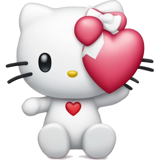 hello kitty holding a heart  emoji