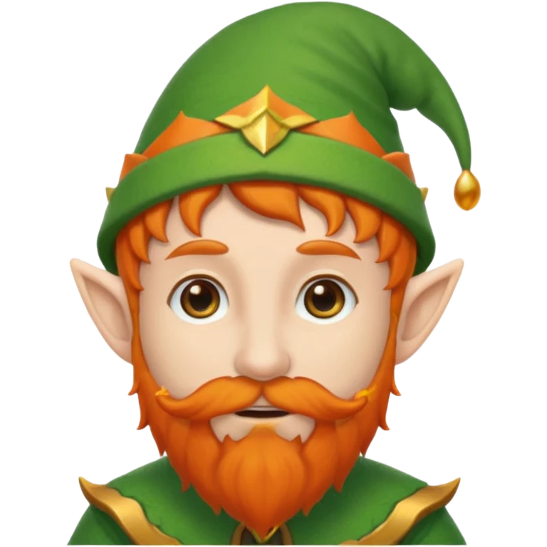 orange beard elf wear green hat emoji