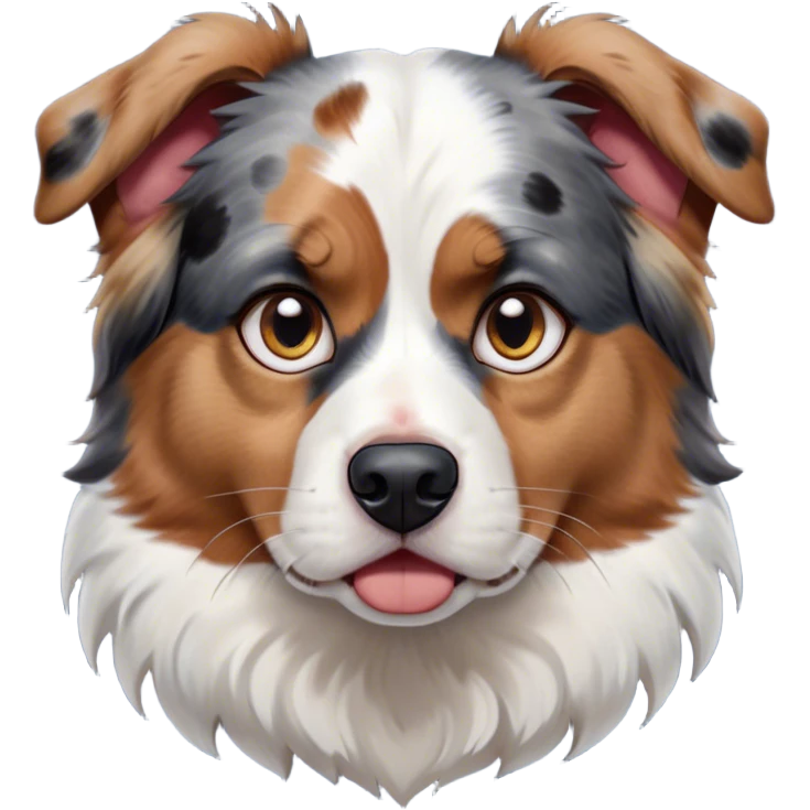 Cinematic Meme-Worthy Grumpy Calico Australian Shepherd Portrait Emoji, Head held high but eyes filled with dramatic disappointment, smooth white fur with spectacular patches of black, tan, and red calico merle, deeply furrowed brow forming an unmistakable scowl, floppy ears slightly angled back in disapproval, piercing blue eyes glaring with pure exasperation, Simplified yet hilariously over-exaggerated features, highly detailed, glowing with an aura of supreme annoyance, high shine, exhausted yet judgmental, stylized with an almost regal pettiness, bright but brooding, soft glowing outline, capturing the essence of a pup that has seen it all and is thoroughly unimpressed, so meme-worthy it feels like it could instantly become the next viral sensation of grumpiness! emoji