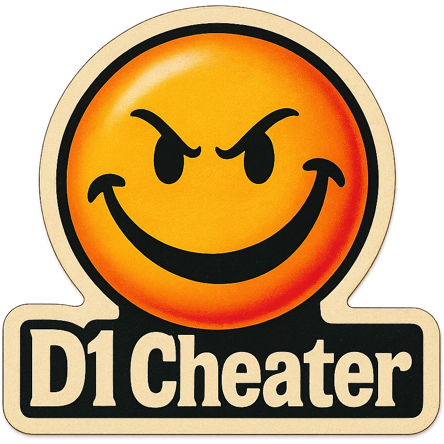 grin
 add the words " D1 Cheater " in White emoji