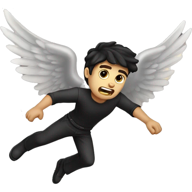 dark angel falling from the sky, caucasian dark haired man emoji