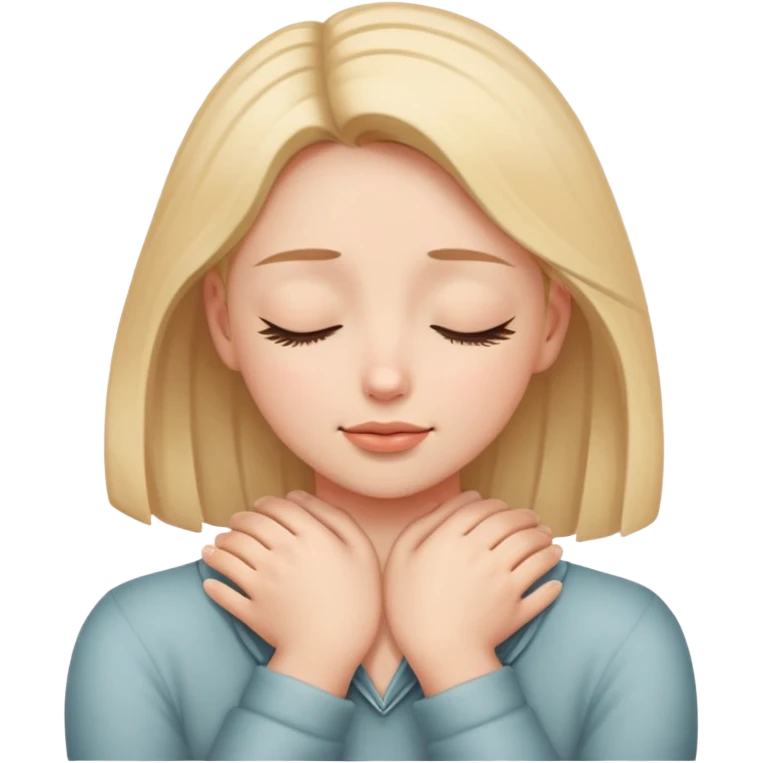 girl with hands around her neck and eyes closed emoji