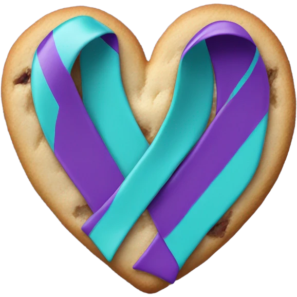 Purple teal Suicide awareness ribbon, heart cookie emoji