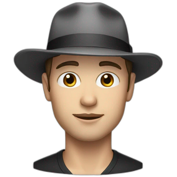White skinned man with stubble and black hat emoji