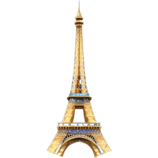 Eiffel Tower emoji, Paris at night, sparkling lights, dark blue background emoji