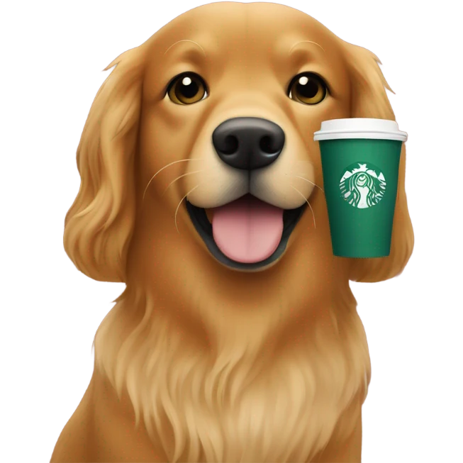 Red Golden retriever with starbucks emoji