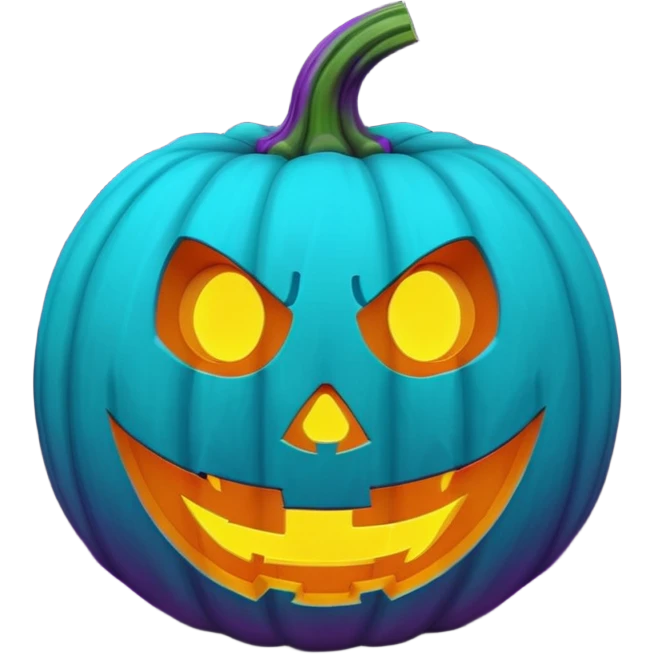 glowing jack-o'-lantern, only purple and cyan colors emoji