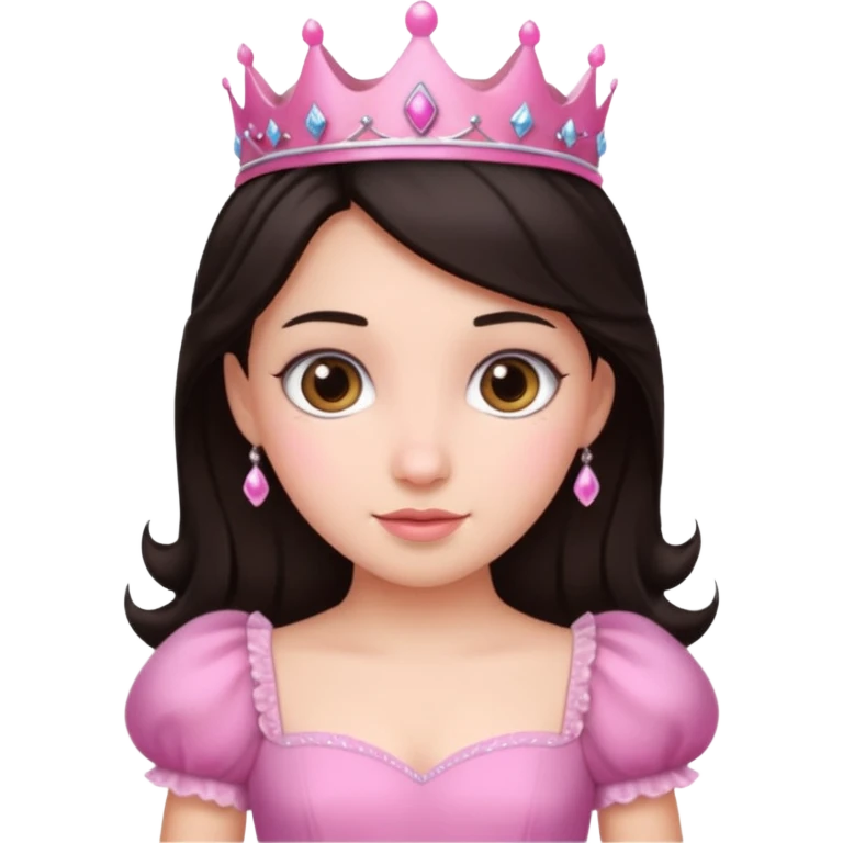 chica vestida de princesa con vestido rosa , piel blanca , pelo oscuro emoji