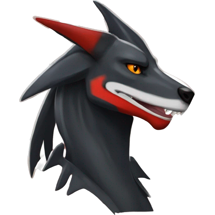 Black Cool Edgy Nargacuga-Houndoom-Garchomp Fakémon with Red and white Edgy markings emoji